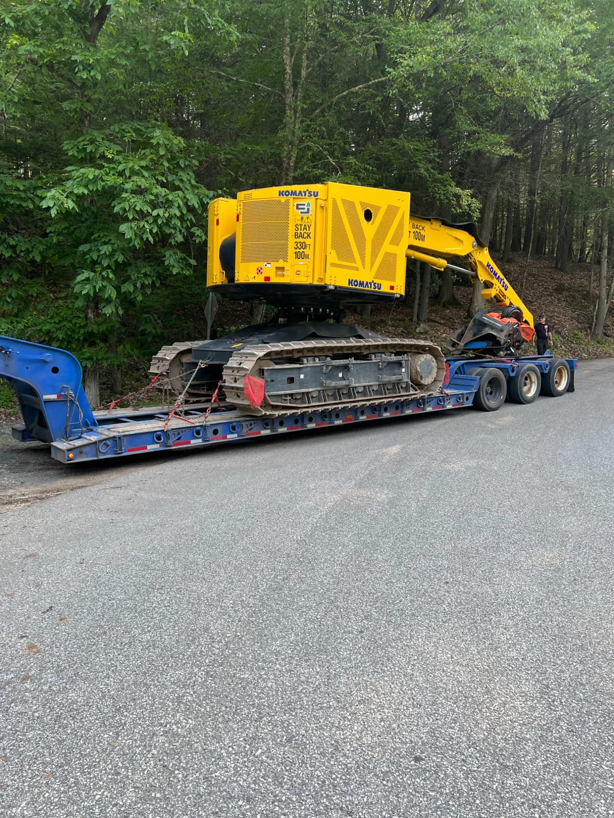 Komatsu harvester transport through Kingston, NY